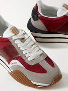 TOM FORD - James Rubber-Trimmed Leather, Suede and Nylon Sneakers - Red