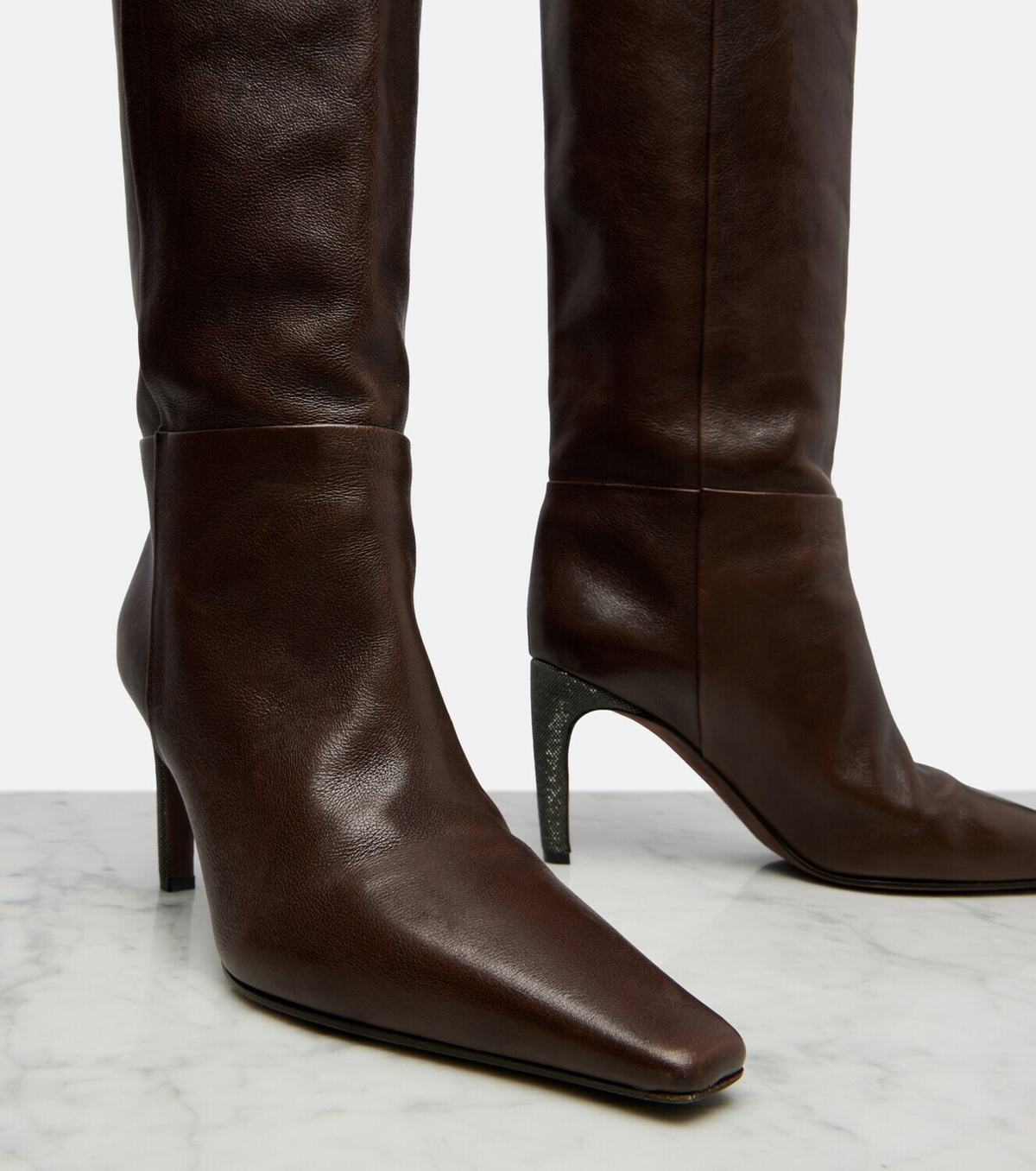 Brunello Cucinelli Monili leather knee-high boots
