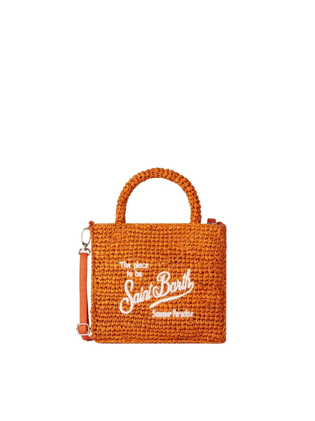 Photo: MC2 Saint Barth Mini Vanity Orange Raffia Bag With Front Embroidery