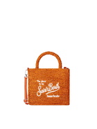 MC2 Saint Barth Mini Vanity Orange Raffia Bag With Front Embroidery