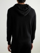 Brunello Cucinelli - Logo-Embroidered Ribbed Cotton Zip-Up Hoodie - Black