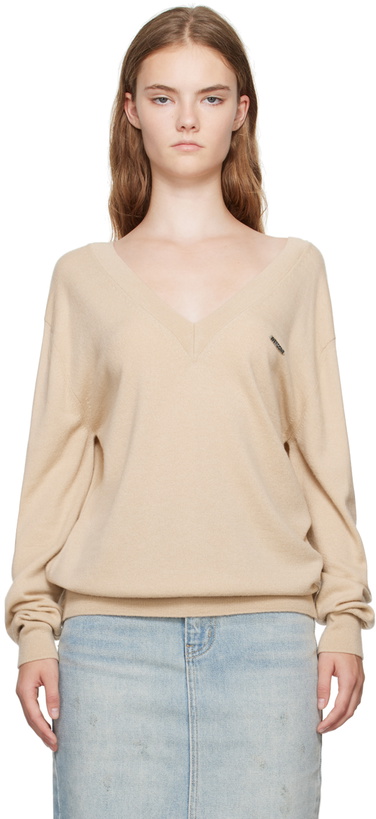 Photo: We11done Beige Deep V-Neck Sweater