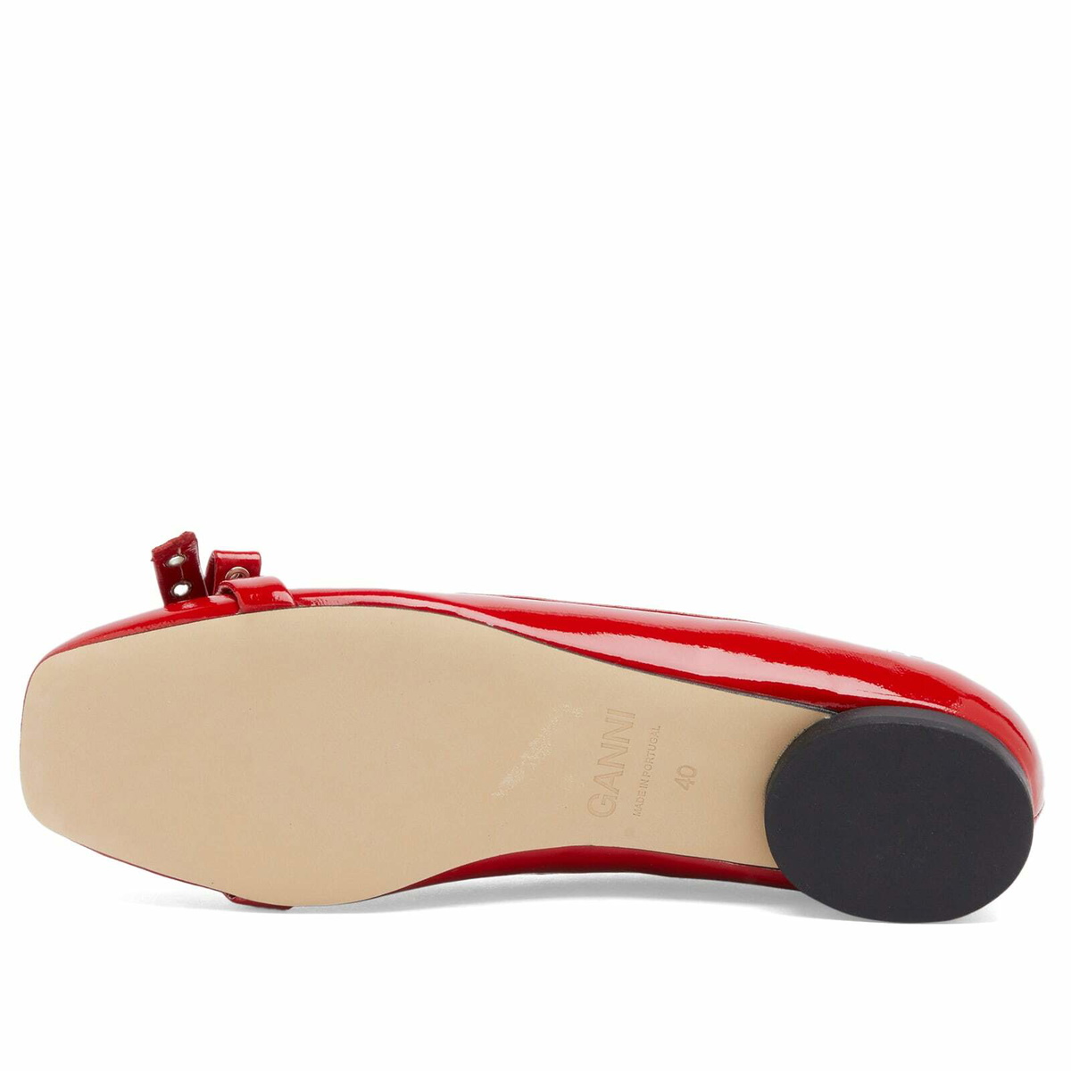 GANNI Women's Eyelets Bow Ballerina Naplack in Racing Red GANNI