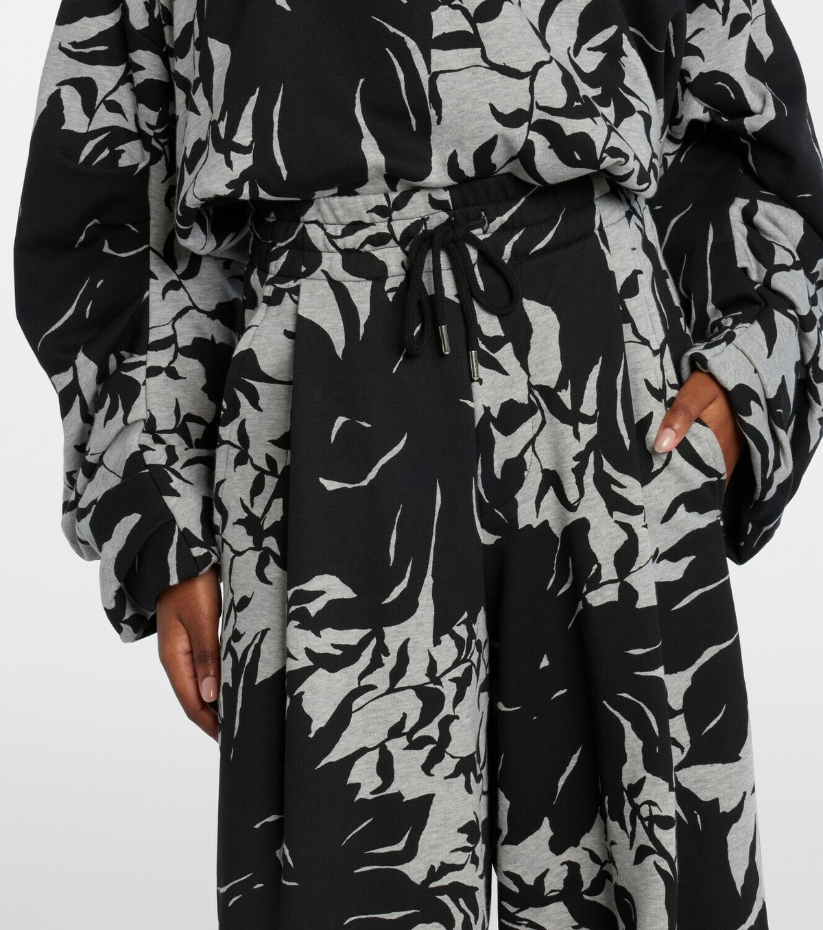 Dries Van Noten Floral pleated cotton jersey sweatpants