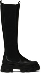 GANNI Black Cleated Chelsea Boots