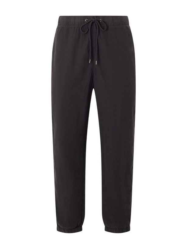 Photo: James Perse - Straight-Leg Linen-Blend Canvas Drawstring Trousers - Black