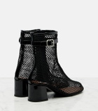 Alaïa Fishnet patent leather-trimmed ankle boots