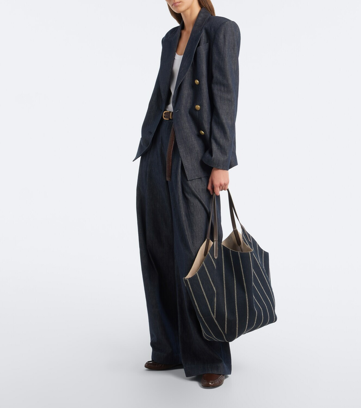 Brunello Cucinelli Monili striped canvas tote bag
