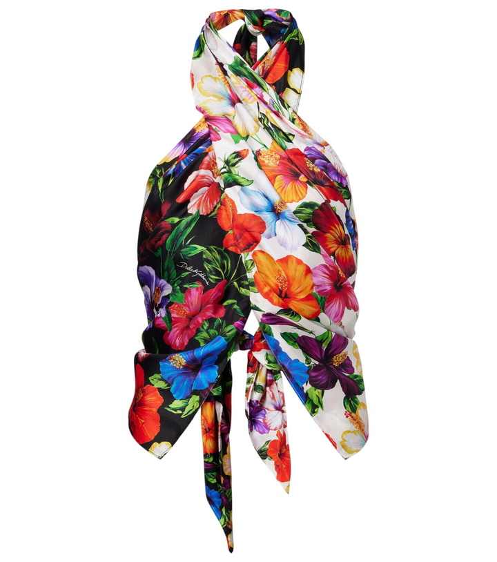Photo: Dolce&Gabbana Floral scarf-detail silk top