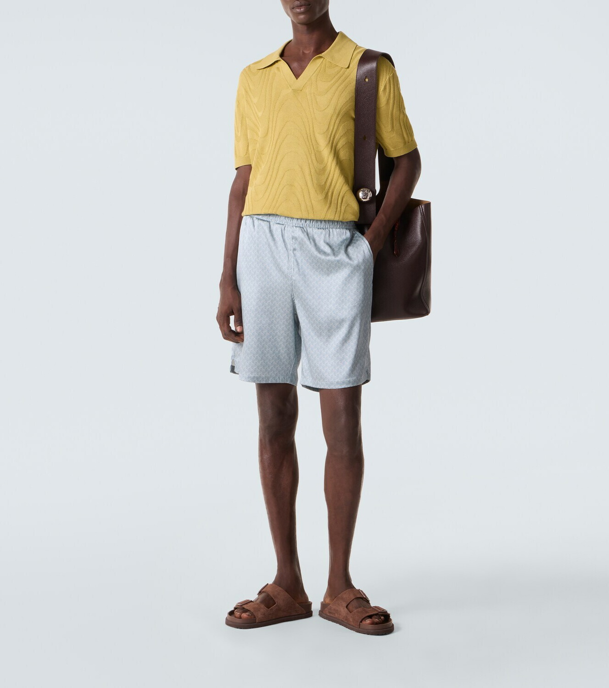 Frescobol Carioca Rino cotton and silk jacquard polo shirt