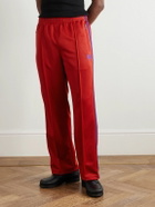 Needles - Straight-Leg Webbing-Trimmed Logo-Embroidered Jersey Track Pants - Red