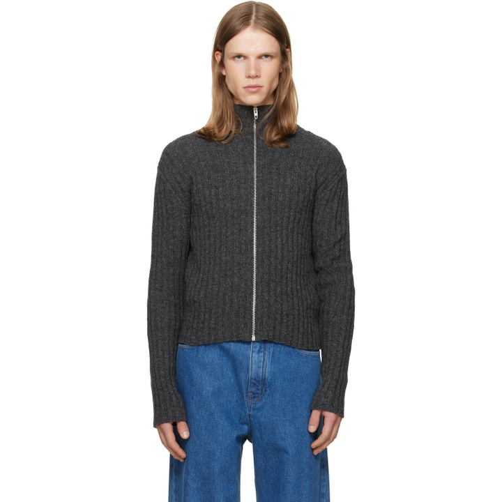 Photo: Jil Sander Gray Zip Up Cardigan