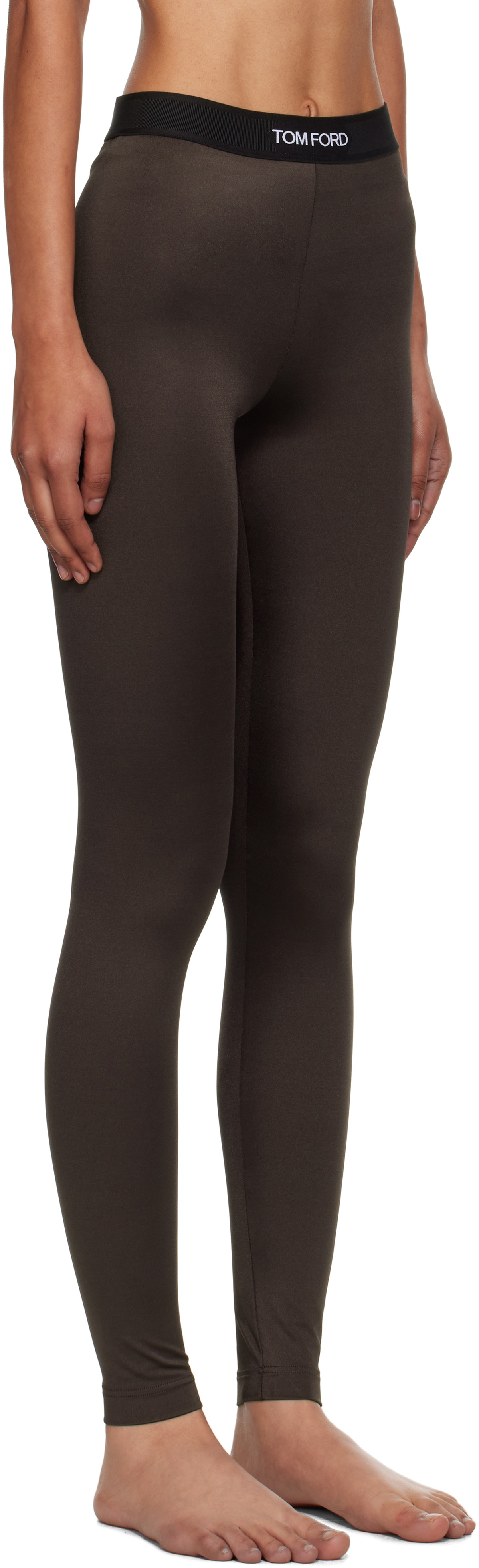 TOM FORD Brown Lustrous Jersey Signature Leggings