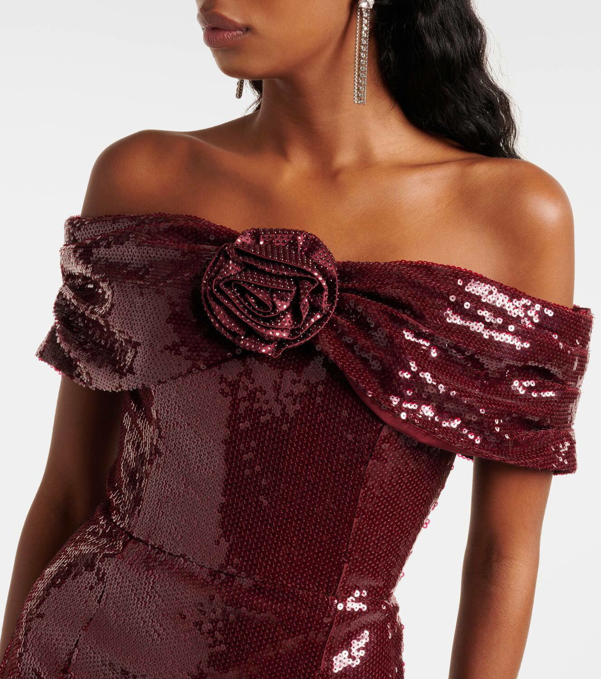 新作【Rebecca Vallance】Zelda floral-sequined minidress Zelda floral-appliqué sequined minidress in burgundy