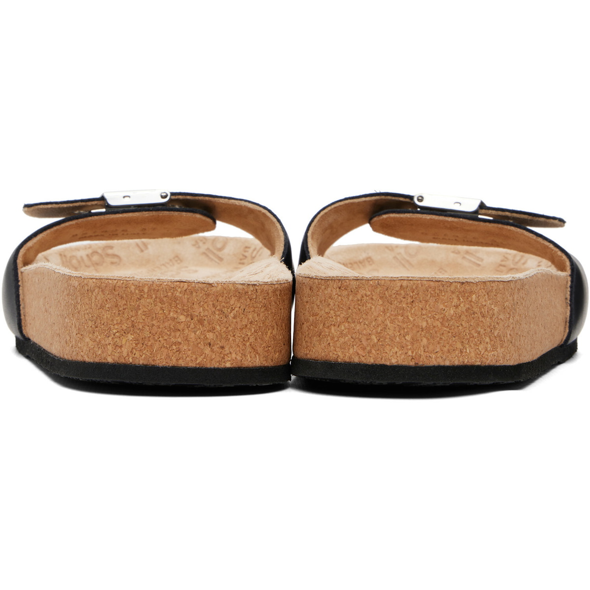 Balenciaga Black Scholl Edition Leather Flat Sandals