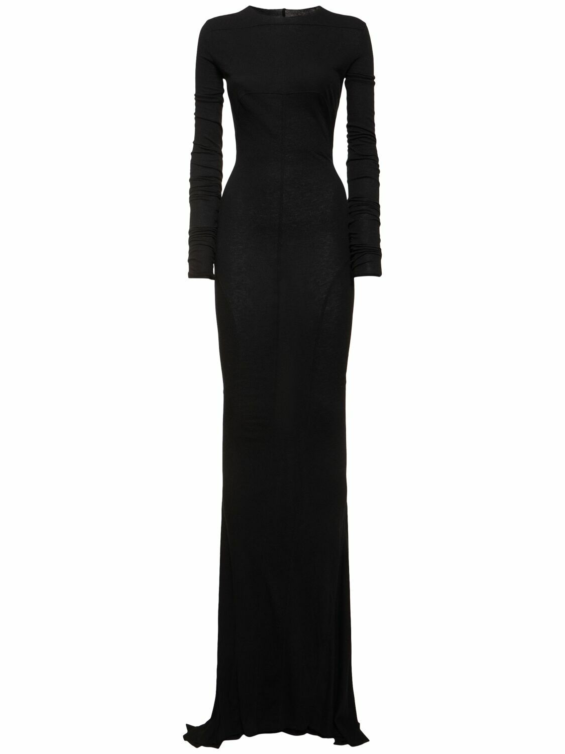 chinese dress ladies RICK OWENS WOMEN HOLLYWOOD LONG SLEEVE DRESS BLACK SS25
