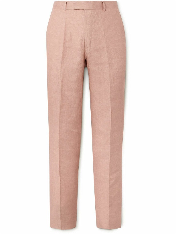 Photo: Favourbrook - Sidmouth Windsor Straight-Leg Linen Suit Trousers - Pink