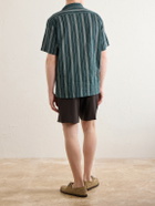Hartford - New Palmito MC Camp-Collar Striped Cotton Shirt - Green