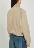 Alaïa High-neck Woven Windbreaker Jacket Beige