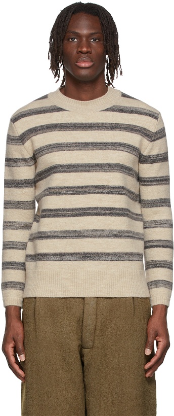 Photo: Maison Margiela Beige Wool Stripe Sweater
