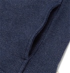 Oliver Spencer Loungewear - Ribbed Cotton-Jersey Hoodie - Navy