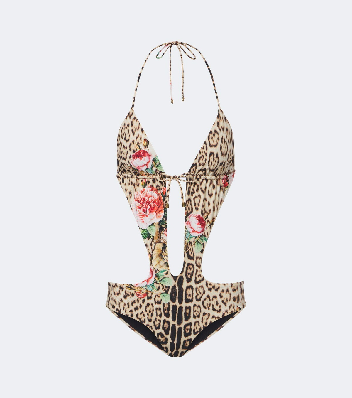 Roberto Cavalli Leopard-print cutout swimsuit