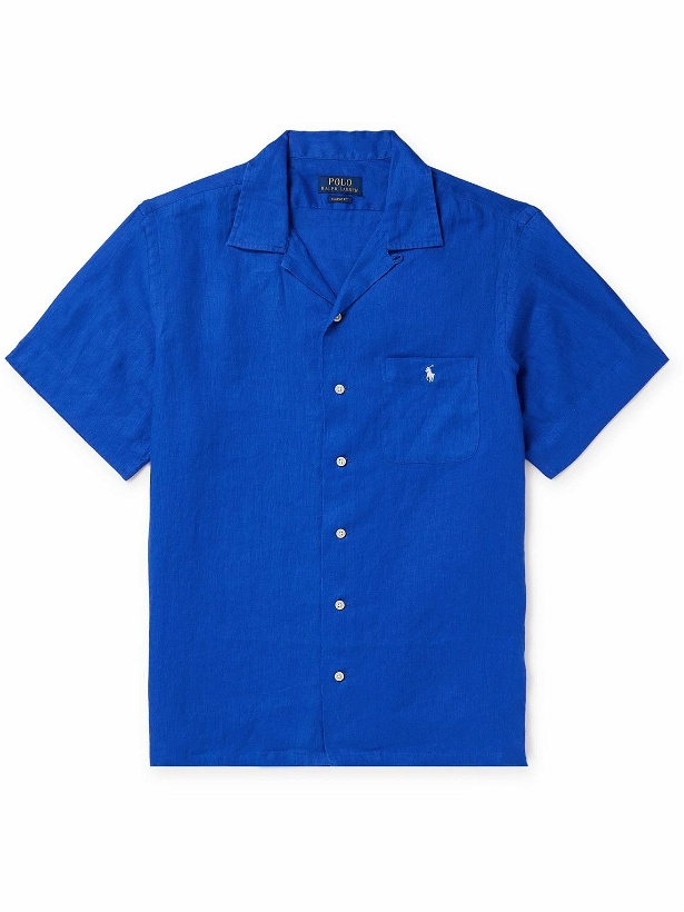 Photo: Polo Ralph Lauren - Convertible-Collar Logo-Embroidered Linen Shirt - Blue
