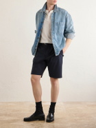 NN07 - Billie Straight-Leg Striped Seersucker Shorts - Blue