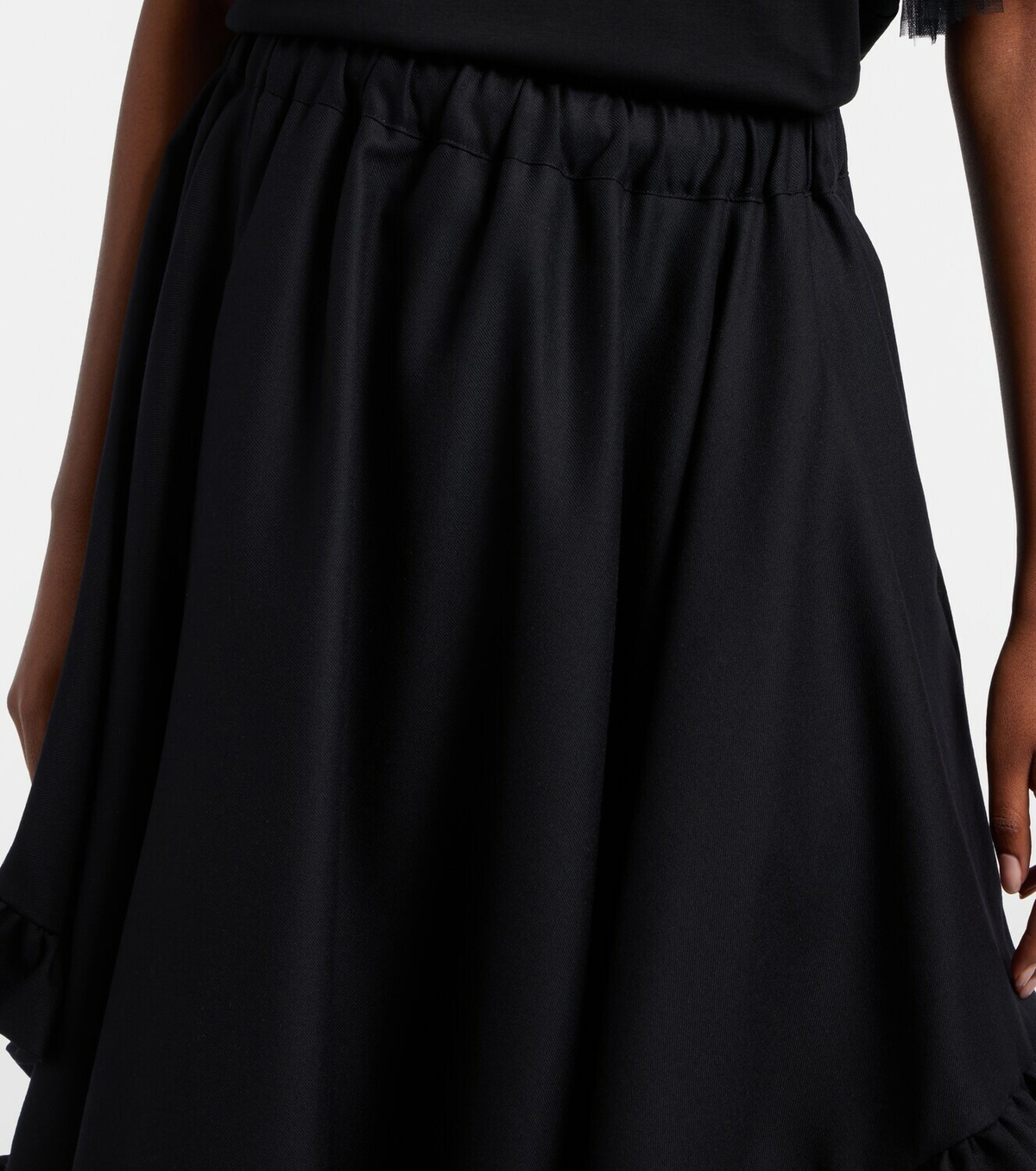 Noir Kei Ninomiya Ruffled tiered wool midi skirt