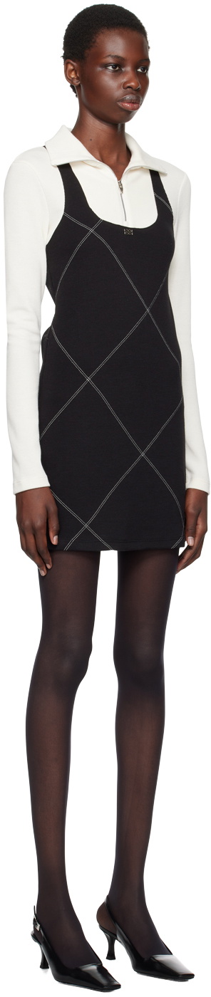 Kijun Off-White & Black Half-Zip Minidress