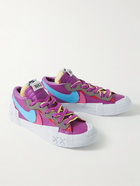 Nike - Sacai KAWS Blazer Low Suede-Trimmed Leather Sneakers - Purple