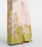 La DoubleJ Floral silk twill palazzo pants