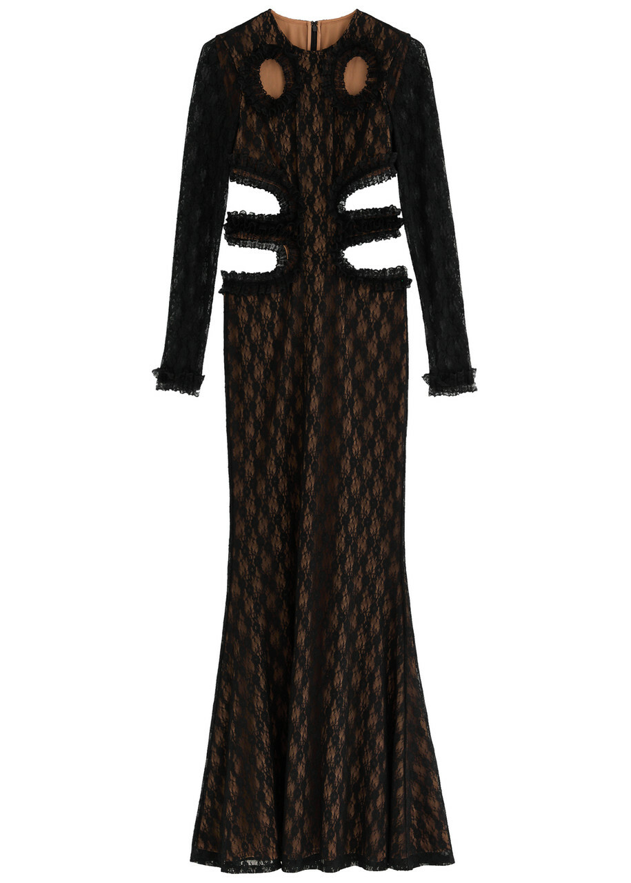 Self-portrait X Christopher Kane Cut-out Lace Maxi Dress Black Self-Portrait