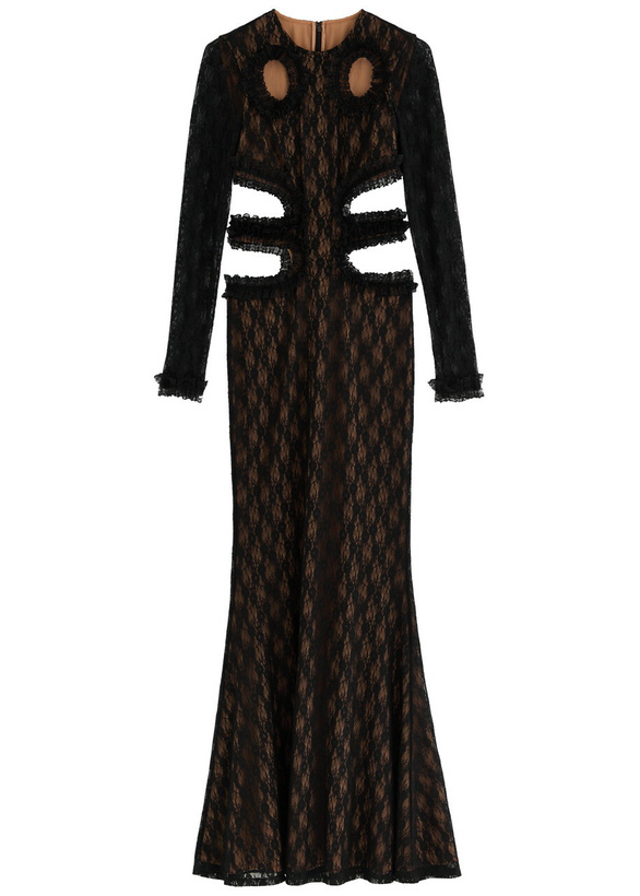 Photo: Self-portrait X Christopher Kane Cut-out Lace Maxi Dress Black