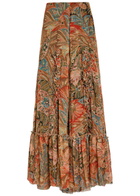 Etro Paisley Ruffled Silk Maxi Skirt Multicoloured