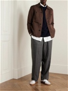 Mr P. - Garment-Dyed Cotton and Linen-Blend Twill Overshirt - Brown