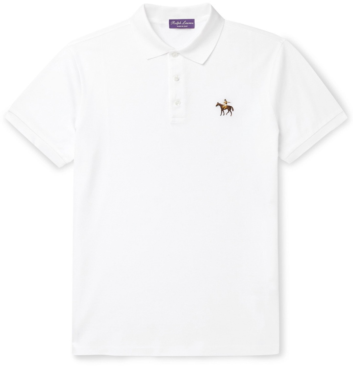 Photo: Ralph Lauren Purple Label - Logo-Embroidered Cotton-Piqué Polo Shirt - White