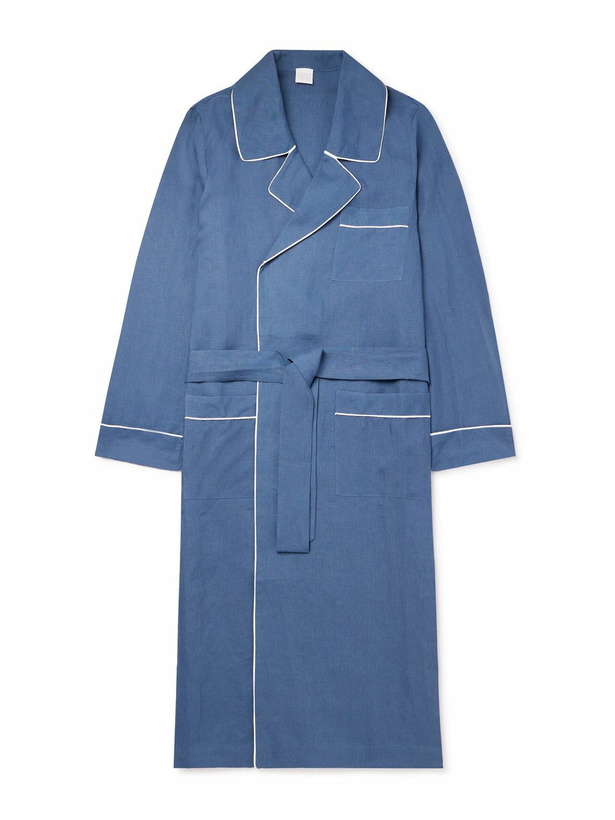 Photo: Loretta Caponi - Belted Linen Robe - Blue