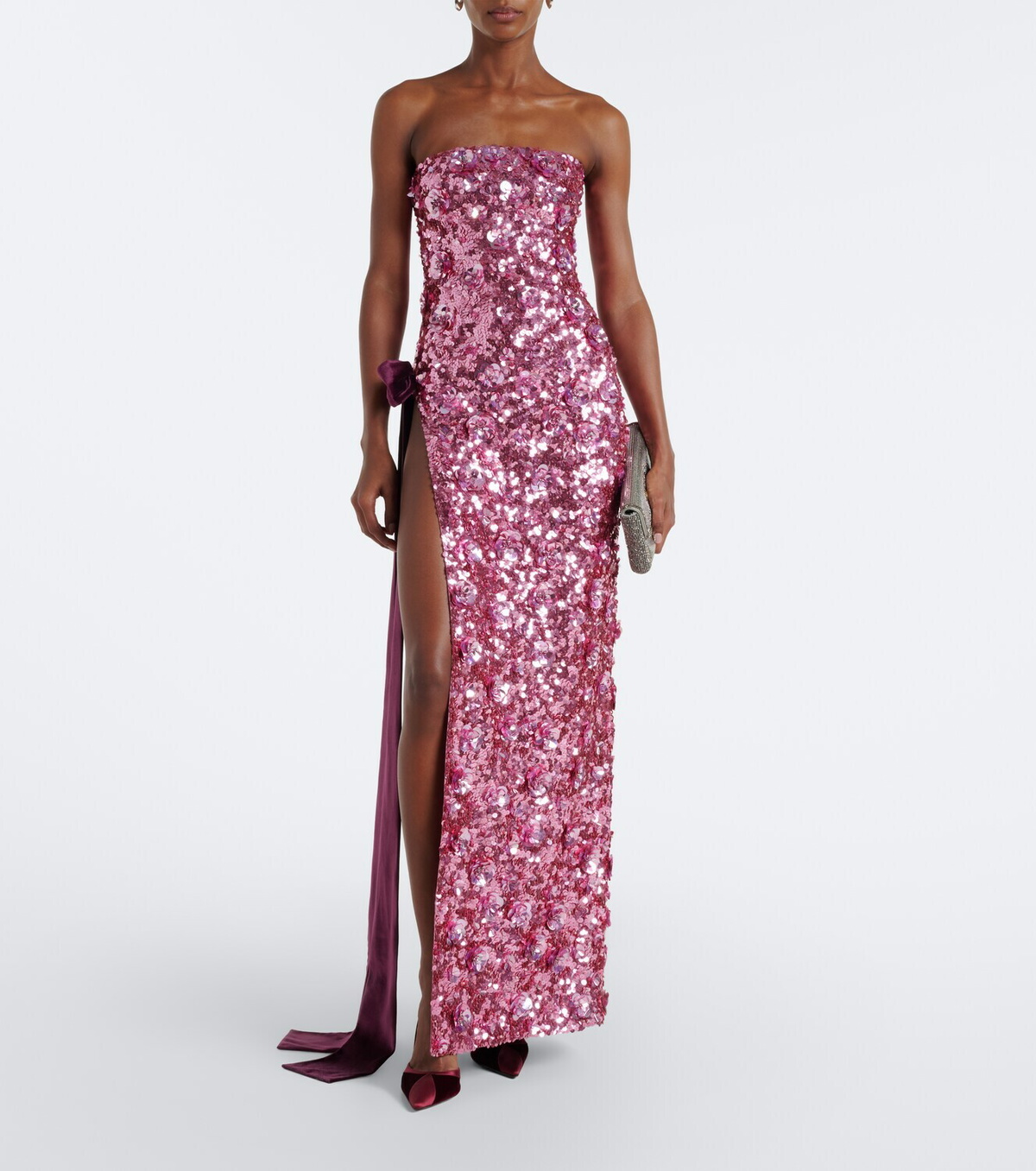 Retrofête Sylpha bow-detail sequined bustier gown
