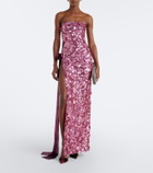 Retrofête Sylpha bow-detail sequined bustier gown