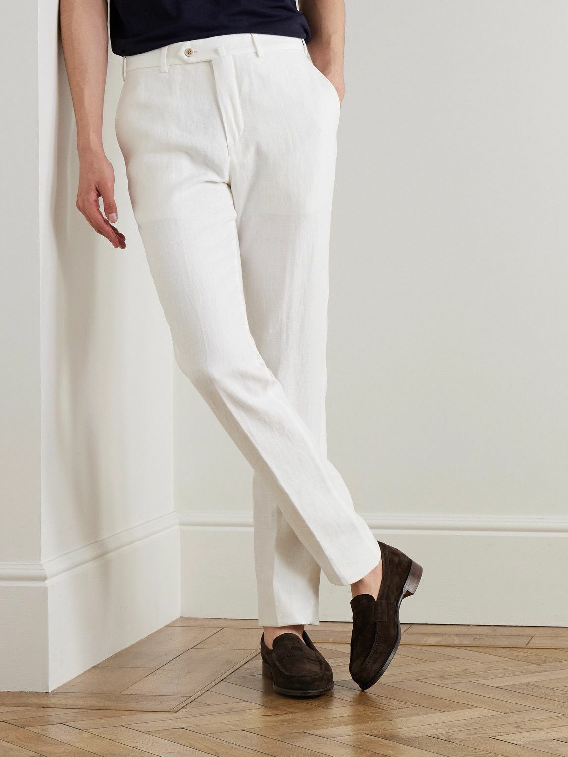 Loro Piana - Carlo Straight-Leg Linen Trousers - White Loro Piana