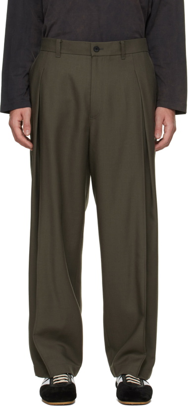 Photo: Solid Homme Green Pleated Wool Trousers