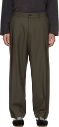 Solid Homme Green Pleated Wool Trousers