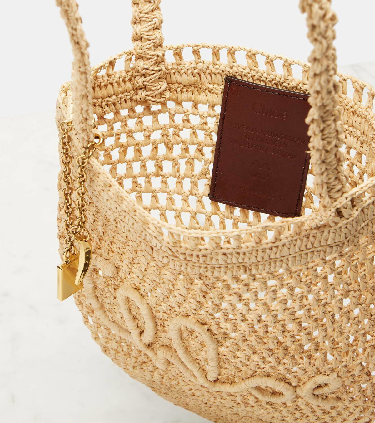 Chloé Summer Banana Small raffia tote bag Chloe