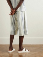 11.11/eleven eleven - Striped Organic Cotton Shorts - Blue