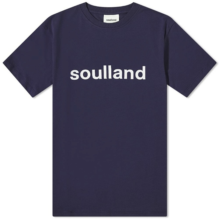 Photo: Soulland Men's Chuck Logo T-Shirt in Navy