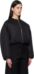 ALAÏA Black Nylon Pleated Bomber Jacket