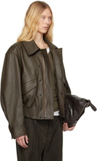 LEMAIRE Brown Soft Nappa Leather Jacket