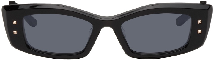 Photo: Valentino Garavani Black IV Rectangular Frame Sunglasses