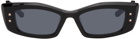 Valentino Garavani Black IV Rectangular Frame Sunglasses